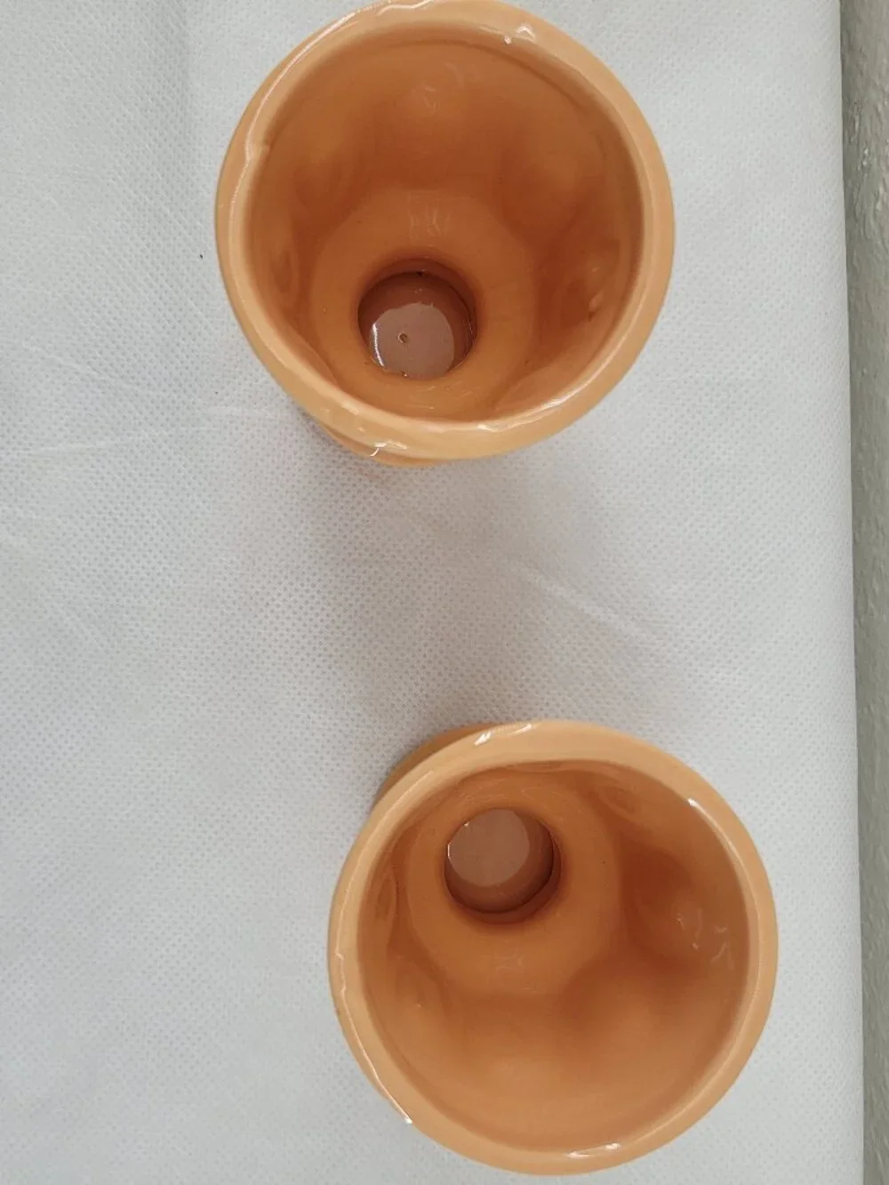 Calandiva Ceramic Pastel Egg Cup set of 2 matching Soft Pastel Terra Cotta